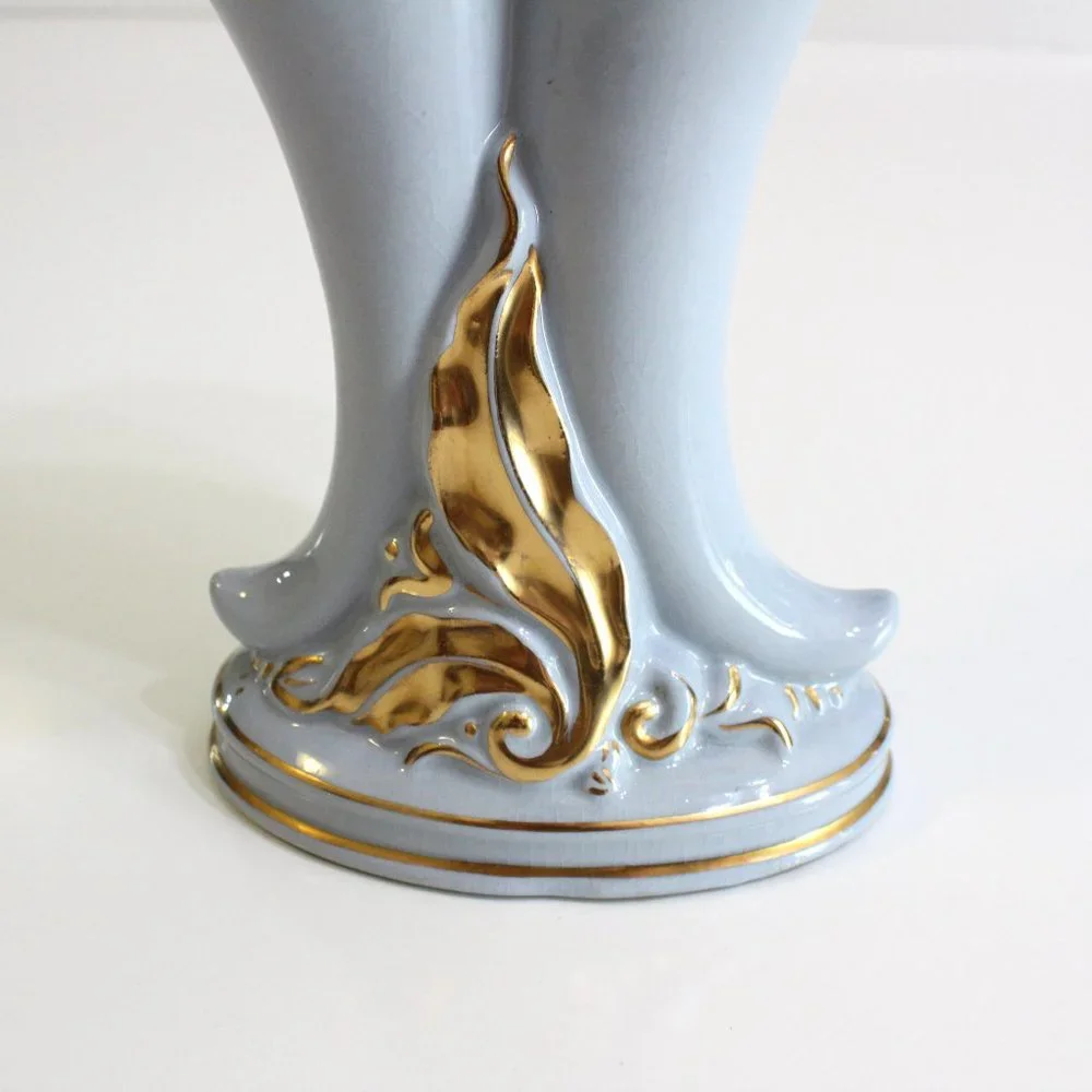 Princeton Vintage 1940's Double Vase Blue Gold